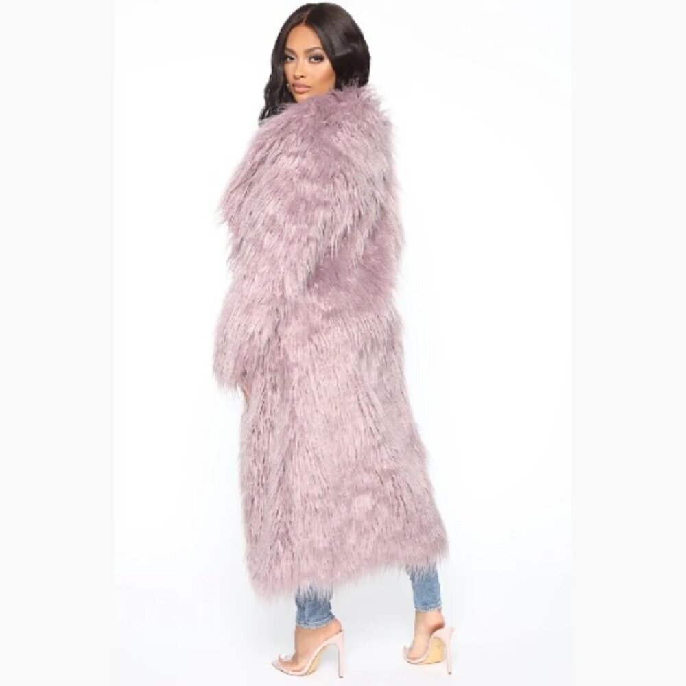 GORGOEUS Lavender Faux Fur Long Coat
